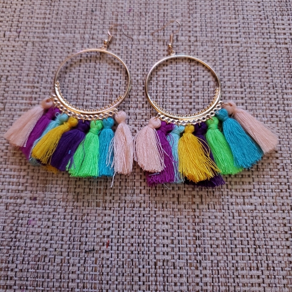 Multi color tassel earrings - Picture 1 of 1